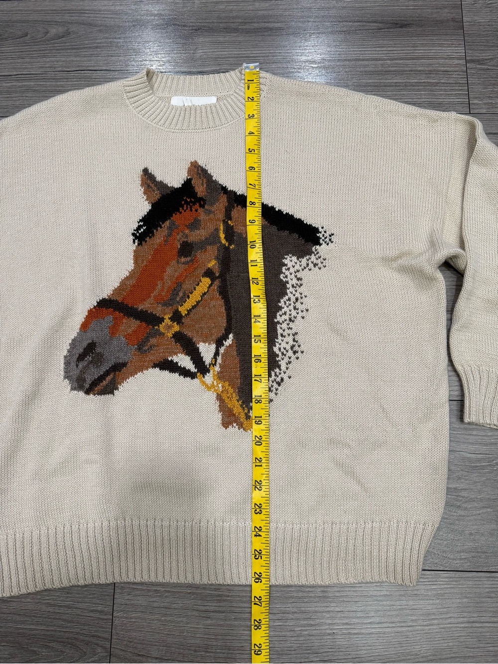 NWOT The Great. Stable Pullover in Natural Alpaca Blend Horse Head Sweater Sz 3 - Picture 6 of 10